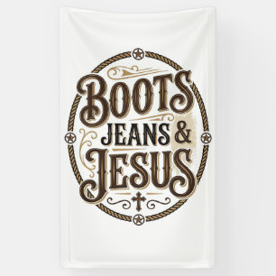 Banderoles Bottes Jeans & Jésus Foi Occidentale Vintage