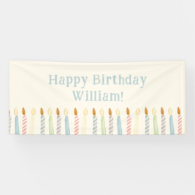 Banderoles Bougies d'anniversaire personnalisées simples (Horizontal)