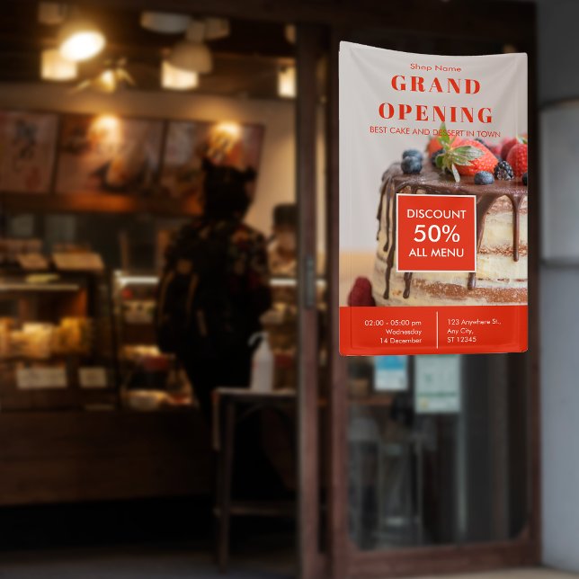 Banderoles Boulangerie de gâteaux Petite entreprise Grande ou (Cake Bakery Small Business Grand Opening Banner)