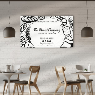 Banderoles Boulangerie noire moderne Doodles affaires frontal