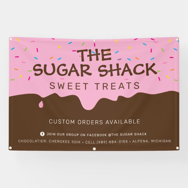 Banderoles Boulangerie PERSONNALISÉE Frosting Drip arroses co (Horizontal)