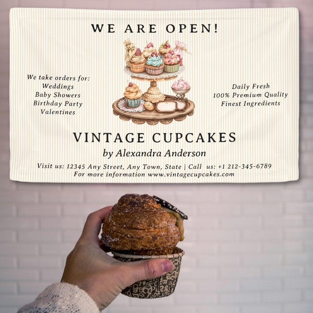 Banderoles Boulangerie vintage Cupcake (Vintage Cupcake Retro Bakery Banner )