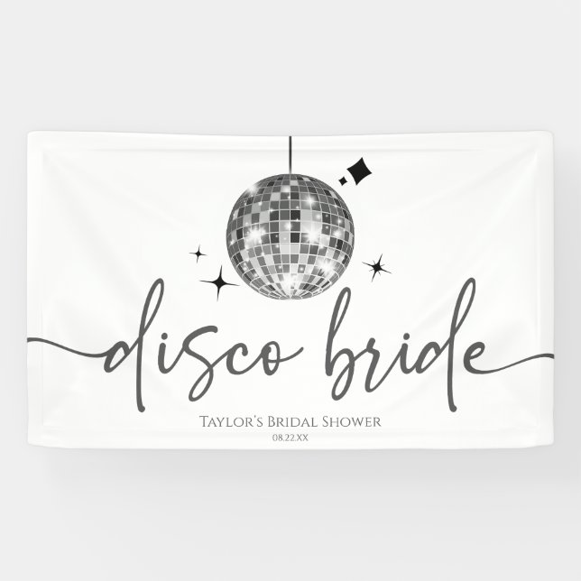 Banderoles Boule de disco argentée Mariée disco Enterrement d (Horizontal)