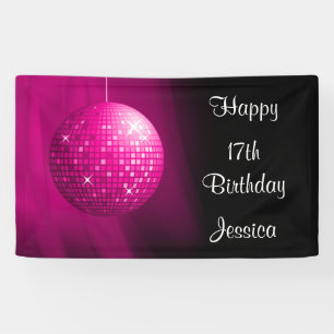 Banderoles Boule de disco rose pour une fête d'anniversaire g