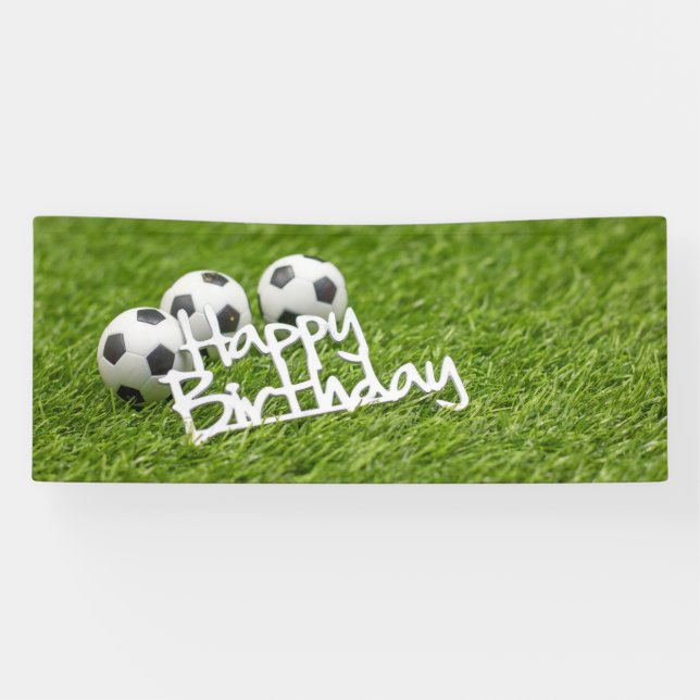 Banderoles Boule de football avec Joyeux mot d'anniversaire s (Horizontal)