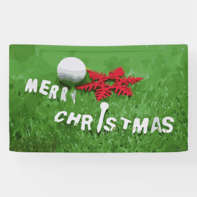 Banderoles Boule de golf avec ornement de Noël sur herbe vert (Horizontal)