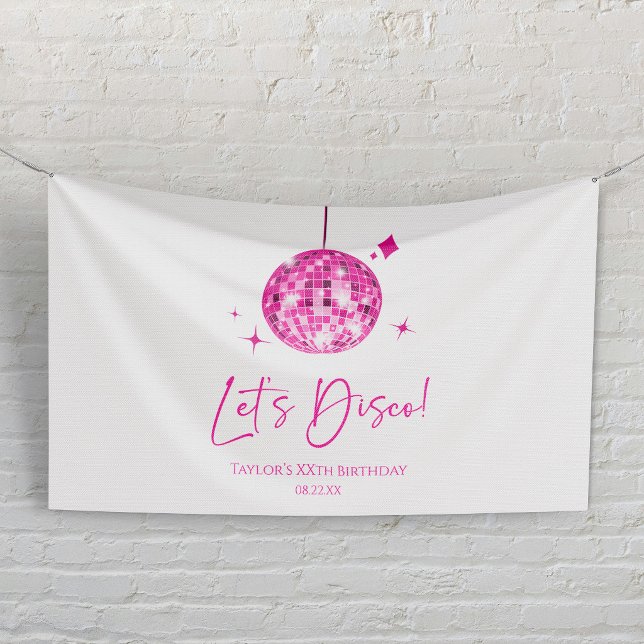 Banderoles Boule disco rose Faisons la disco Fête d'anniversa (Créateur téléchargé)