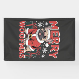 Banderoles Bouledogue français chapeau de Père Noël Joyeux No