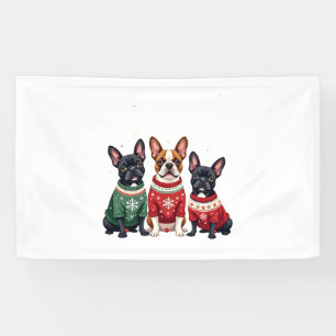 Banderoles Bouledogues français de Noël Xmas Frenchie Chien 4