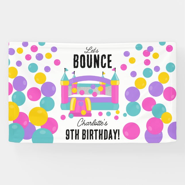 Banderoles Bounce House Jumping Castle Girls Anniversaire (Horizontal)