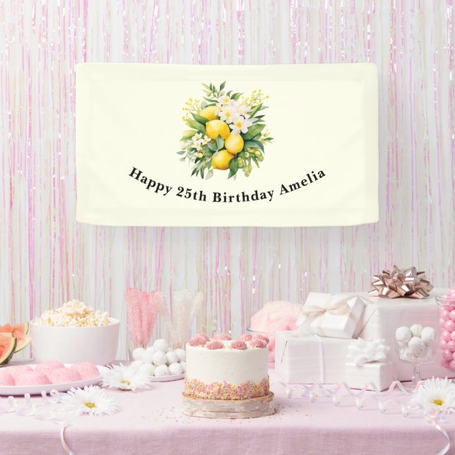 Banderoles Bouquet de citrons avec Anniversaire de fleurs bla (Fête)