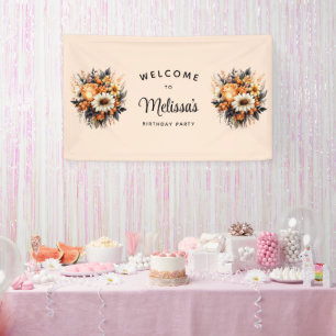 Banderoles Bouquet de fleurs gris jaune orange Accueil