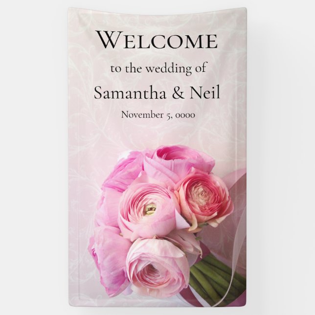 Banderoles Bouquet de ranunculus rose (Vertical)