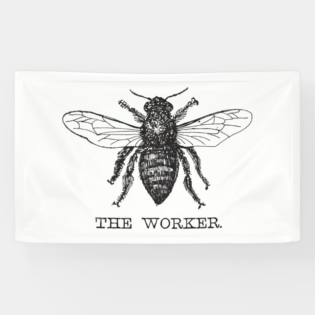 Banderoles Bourdon noir ouvrier abeille miel (Horizontal)