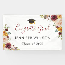 Bourgogne Floral Congrats Grad Grad Grad Graduatio