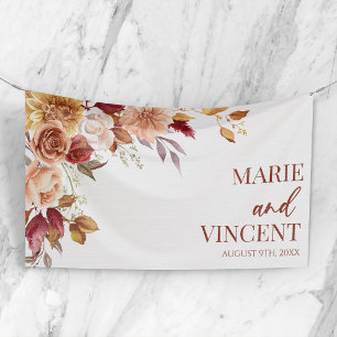 Banderoles Bourgogne Orange Brun Floral Fleur Mariage