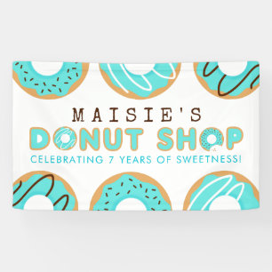 Banderoles Boutique de beignets bleus fête d'anniversaire