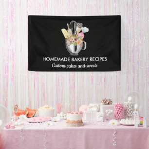 Banderoles Boutique de pâtisserie noire élégante et minimalis