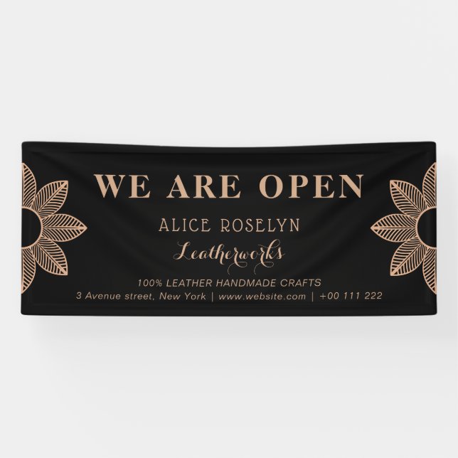 Banderoles boutique en cuir noir (Horizontal)