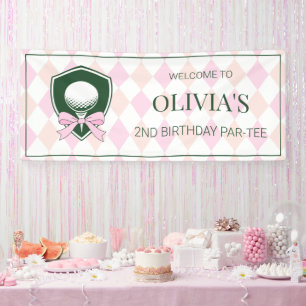 Banderoles Bow personnalisé rose pour filles Golf 2ème fête d