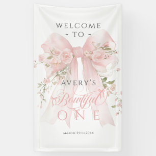 Banderoles Bowtiiful One 1er Anniversaire Fleurs Ruban Filles