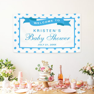 Banderoles Boy Baby shower Bleu Pois Ruban