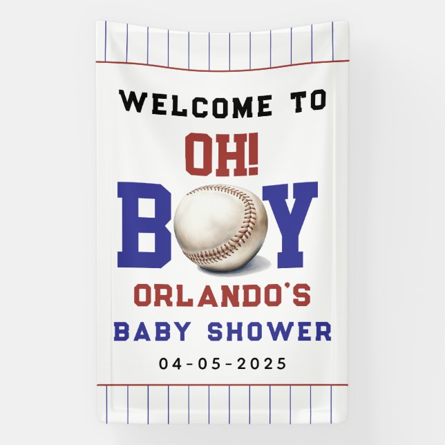 Banderoles Boy Baseball Baby Shower | Cute Sports Party (Verticale)