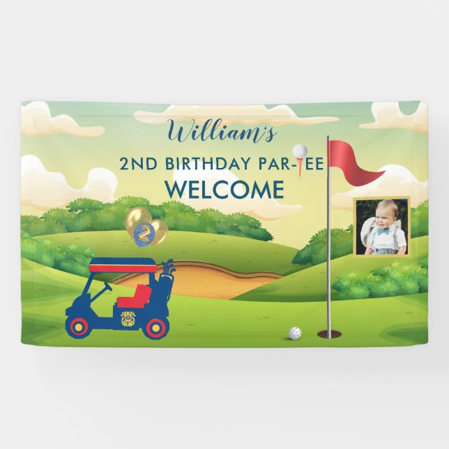 Banderoles Boy Golf Theme Photo 2nd Birthday Party (Horizontal)