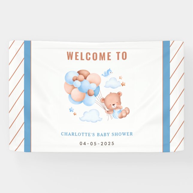Banderoles Boy Teddy Bear “We Can Bearly Wait” Baby Shower (Horizontal)