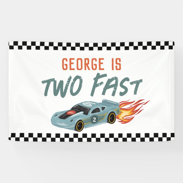 Banderoles Boys Cool Deux Fast 2e Anniversaire Hot Car (Horizontal)