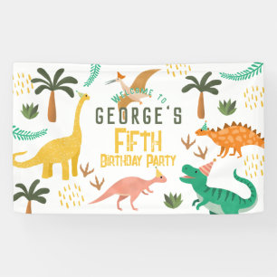 Banderoles Boys Cute Dinosaur T-Rex Anniversaire de enfant Bi