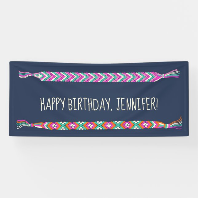 Banderoles Bracelets d'amitié sur bleu marine Ban personnalis (Horizontal)