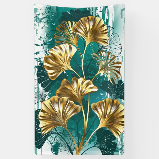 Banderoles Branche avec Feuilles d'or Ginko Biloba (Vertical)