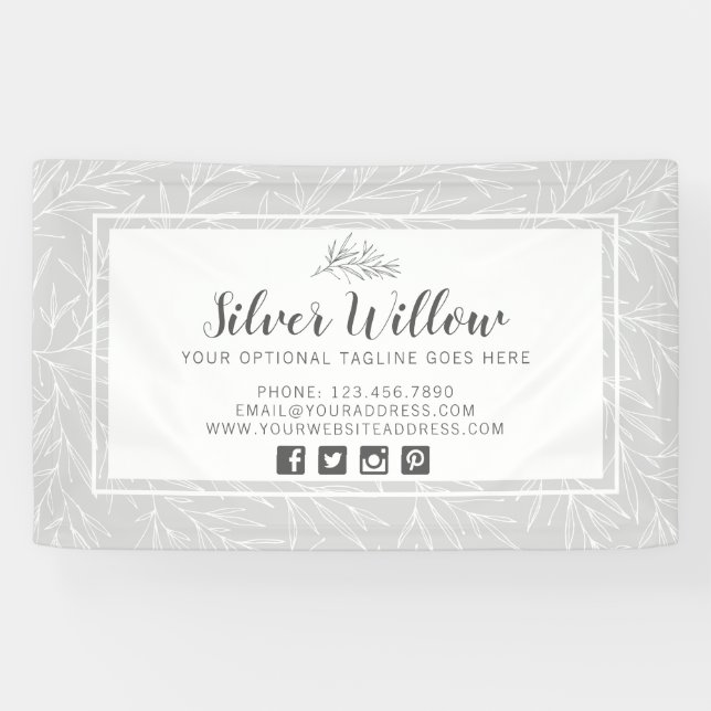 Banderoles Branches de feuilles végétales modernes minimalist (Horizontal)