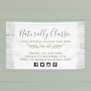 Banderoles Branches rustiques en bois et feuilles botaniques