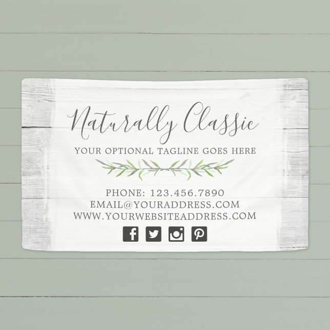 Banderoles Branches rustiques en bois et feuilles botaniques  (Créateur téléchargé)