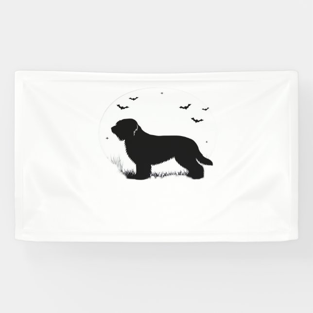 Banderoles Briard Chien - Halloween Lune Silhouette surdimens (Horizontal)