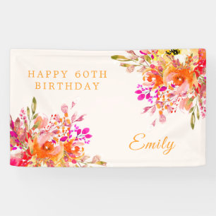 Banderoles Bright Floral Romantic 60e fête d'anniversaire