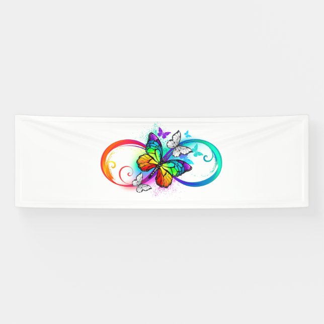 Banderoles Bright infinity with rainbow butterfly (Horizontal)
