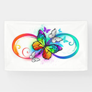 Banderoles Bright infinity with rainbow butterfly