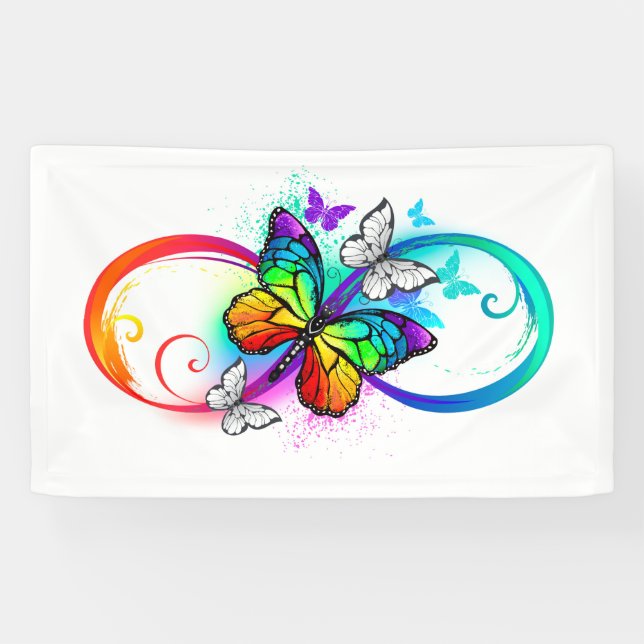 Banderoles Bright infinity with rainbow butterfly (Horizontal)