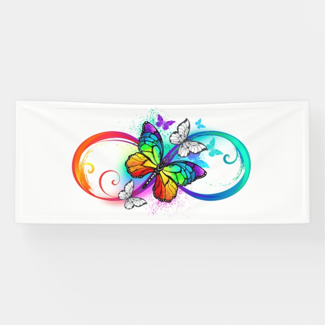 Banderoles Bright infinity with rainbow butterfly (Horizontal)