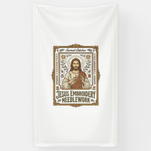 Banderoles Broderie Jésus Travail à l'aiguille Jésus Broderie
