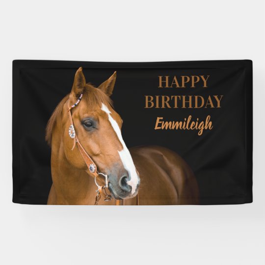 Banderoles Brown Quarter Cheval Noir Joyeux Anniversaire Zazzle Fr