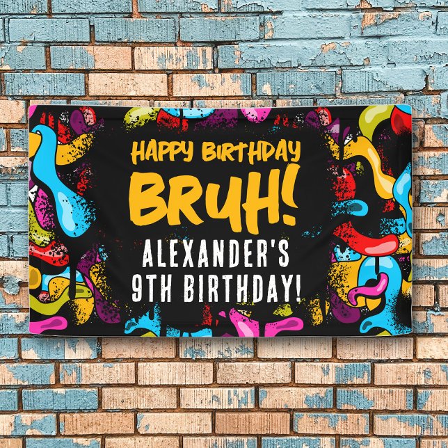 Banderoles Bruh Neon Graffiti Hip Hop Street Art Birthday (Bruh Neon Graffiti Hip Hop Street Art Birthday Banner)