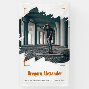 Banderoles Brûlé Orange Edgy Abstrait Brushstroke Photo Grad