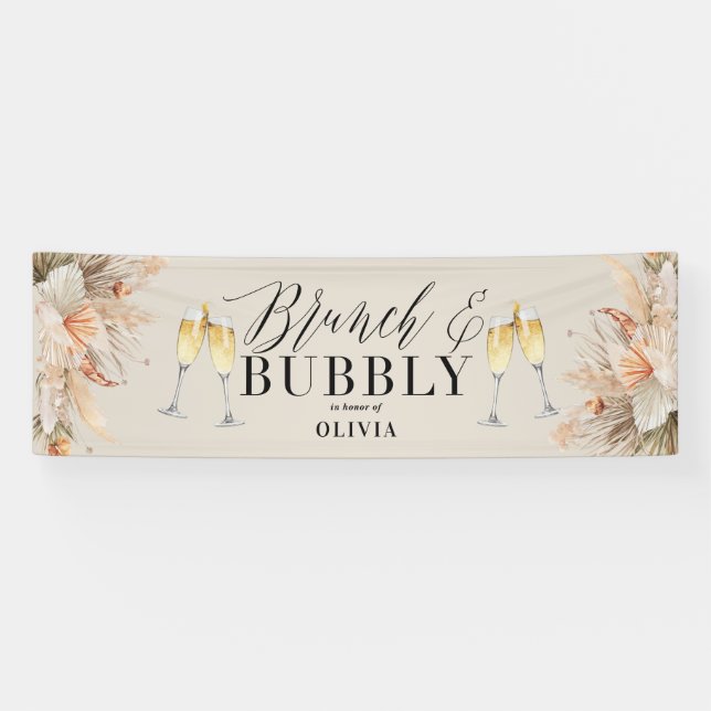 Banderoles brunch et bulle Bridal douche pampas herbe Banne (Horizontal)