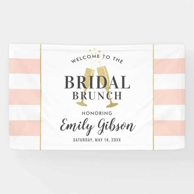 Banderoles Brunch nuptial Blush Pink Champagne Toast Bienvenu (Horizontal)