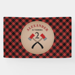 Banderoles Buffalo Plaid Ax Lumberjack Anniversaire