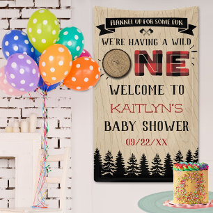 Banderoles Buffle de forêt rustique Plaid Wild Un Baby shower